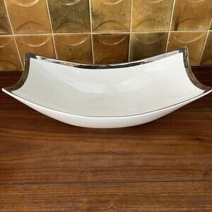 Imperial Italian Design By Antonio White Silver Trim Serving Crescent Shape Bowl